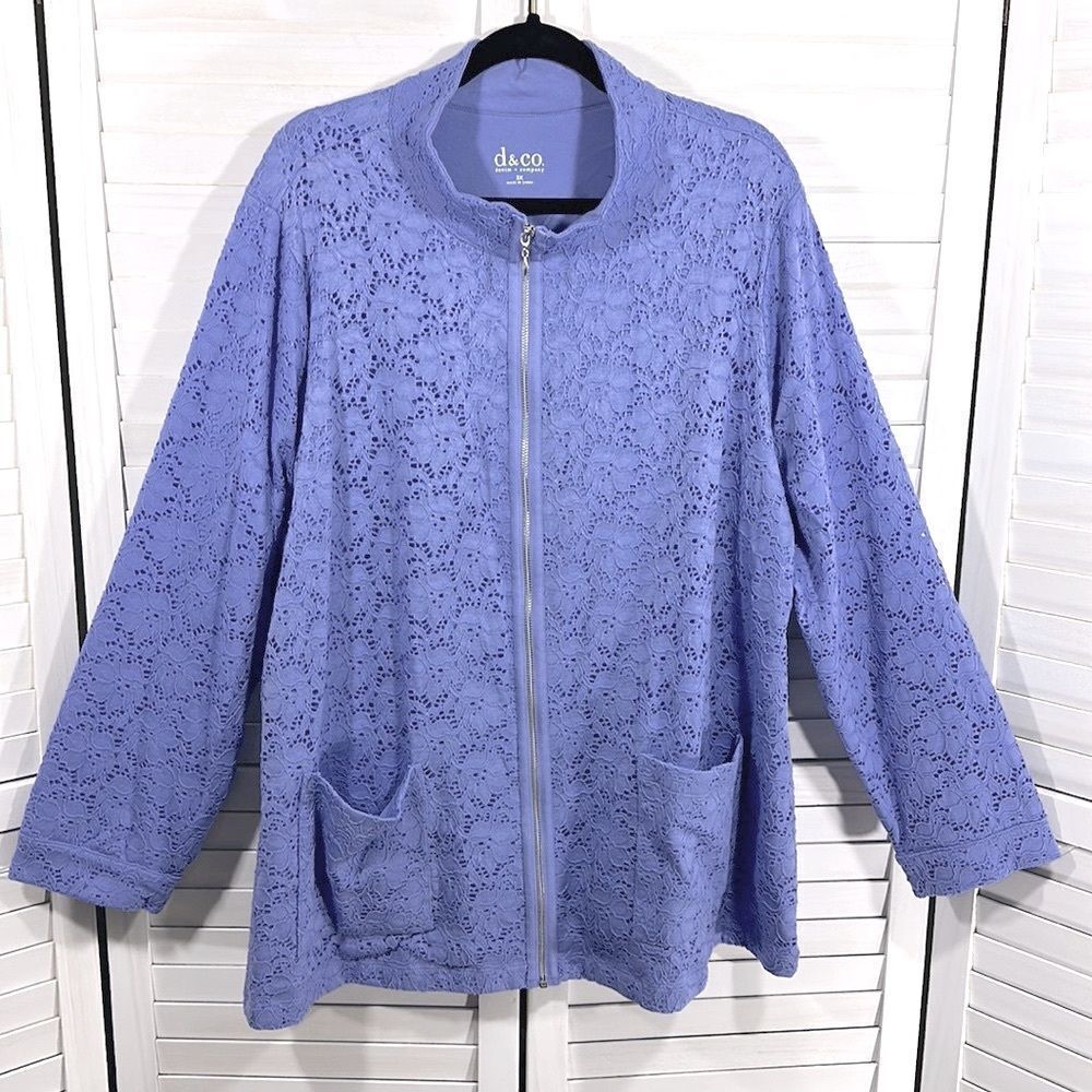 Denim & Co Jacket Size 3X NWOT Lace Lavender Purple - Picture 3 of 10